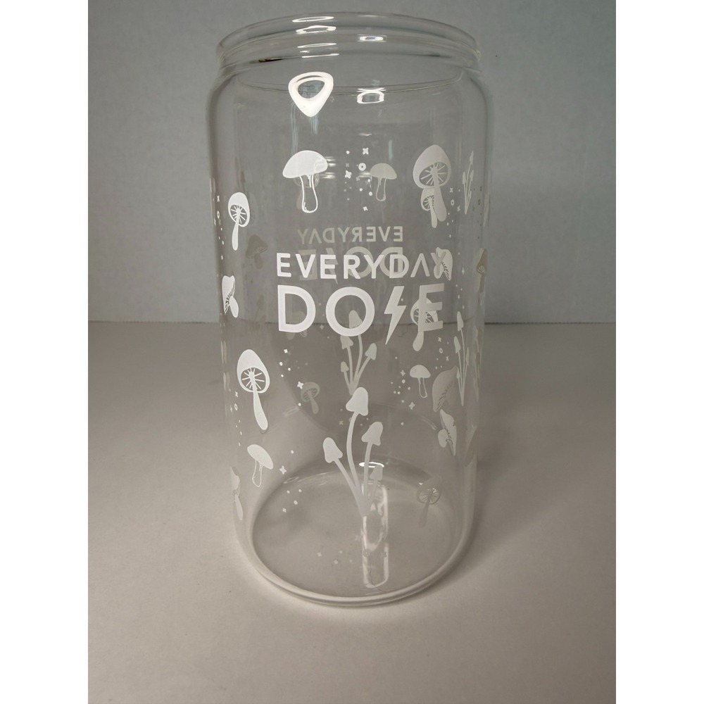 Everyday Dose Mushroom Glass Tumbler Cup Clear Drinking Glass Coffee Tea Cup